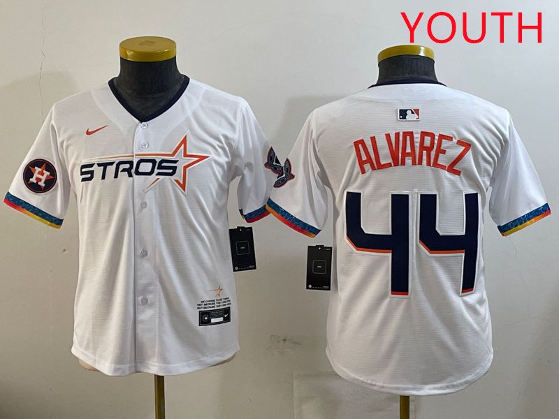 Youth Houston Astros #44 Alvarez White Fourth generation Joint Name 2025 Nike MLB Jersey style 5->youth mlb jersey->Youth Jersey
